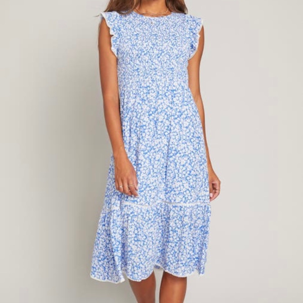 Lost + Wander Floral “Pick Me” Smocked Midi Dress (M)